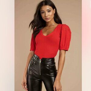 Free People St James Tee Red‎ XS